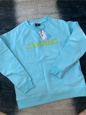 BIRDZ Blue 'Camping' Pullover Sweatshirt - Women L NWT